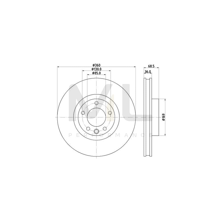 HELLA PRO High Carbon 8DD 355 123-211 Brake Disc Internally Vented, Coated, High-carbon, without wheel hub, without wheel studs | ML Performance Car Parts