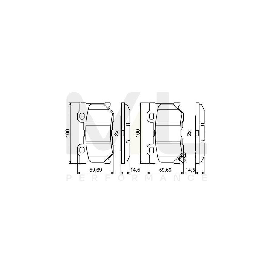 Bosch 0986494863 Brake Pad Set With Acoustic Wear Warning, With Anti-Squeak Plate BP2037 | ML Performance Car Parts