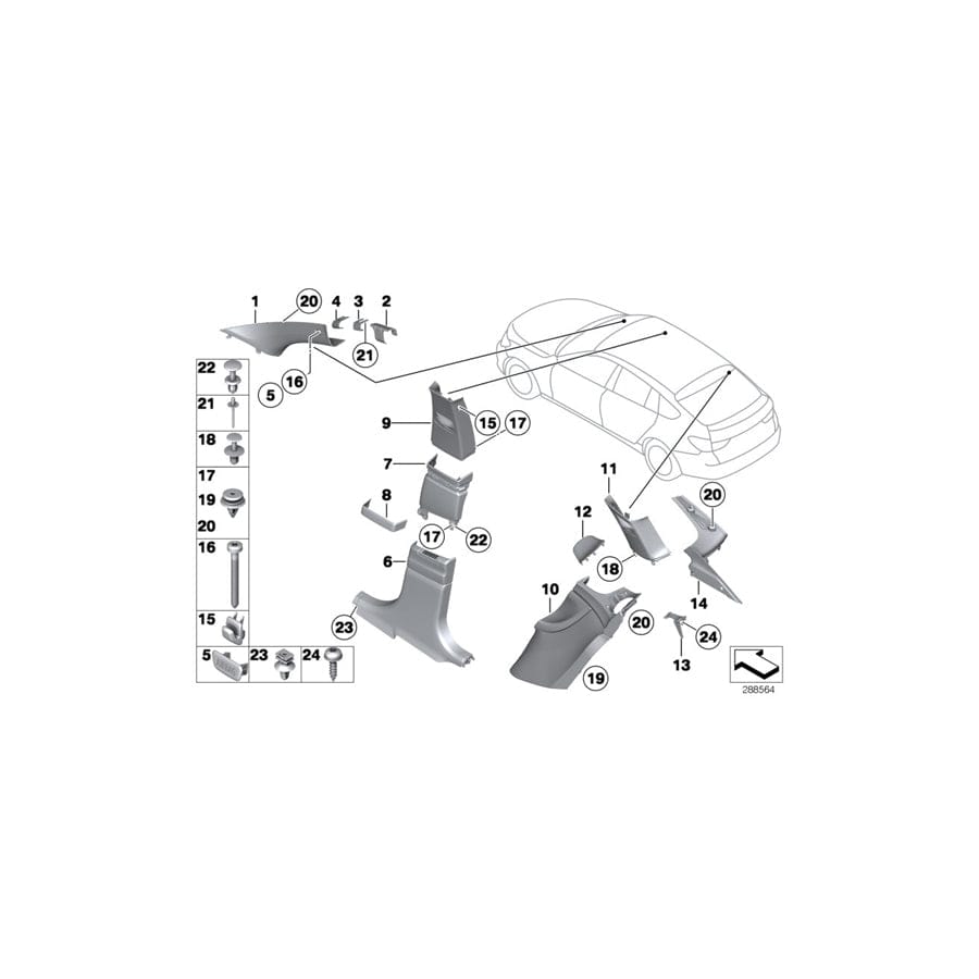 Genuine BMW 51437220566 F07 F07 Right Column A Cover OYSTER (Inc. 530dX, 550iX & 550i) | ML Performance UK Car Parts