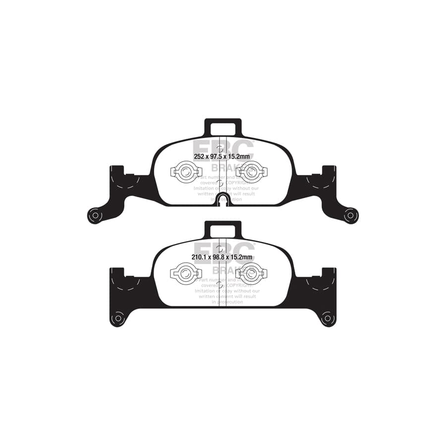 EBC PD06KF747 Audi B9 C8 Greenstuff Front Brake Pad & USR Disc Kit - TRW Caliper (Inc. A4, A5, A6, A7) 2 | ML Performance UK Car Parts