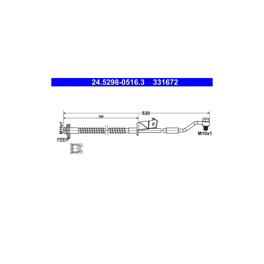 ATE 24.5298-0516.3 Brake Hose For Hyundai I20 I Hatchback (Pb)