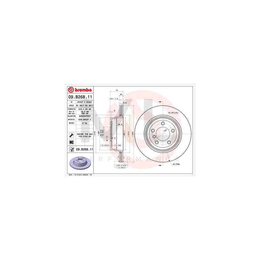 BREMBO COATED DISC LINE 09.B268.11 Brake Disc for BMW 7 (E65, E66, E67) Internally Vented, Coated, High-carbon, with bolts/screws | ML Performance Car Parts