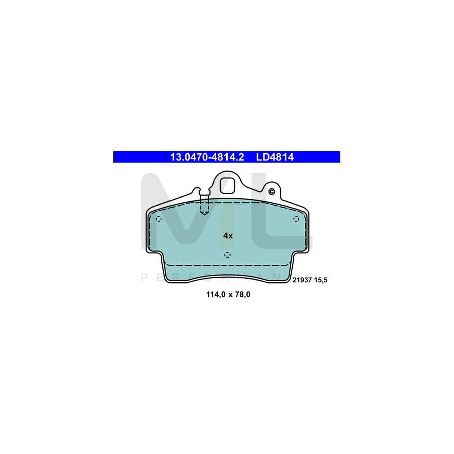 ATE Ceramic 13.0470-4814.2 Brake pad set excl. wear warning contact, prepared for wear indicator | ML Performance Car Parts