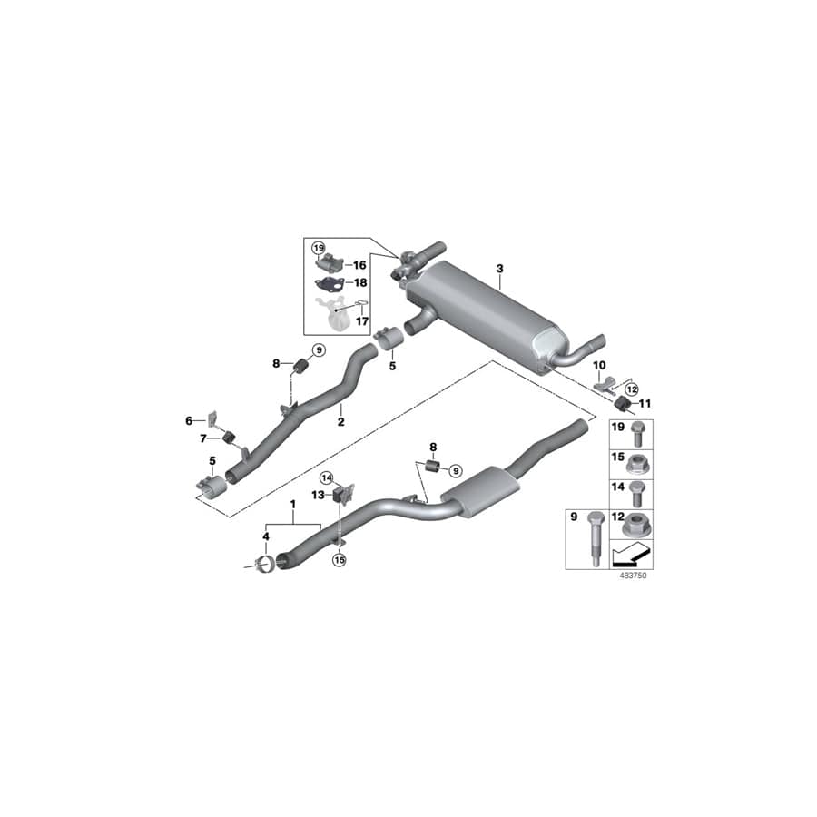 Genuine BMW 18308637733 G12 G11 Rear Muffler With Exhaust Flap (Inc. 740Le, 740LeX & 730i) | ML Performance UK Car Parts