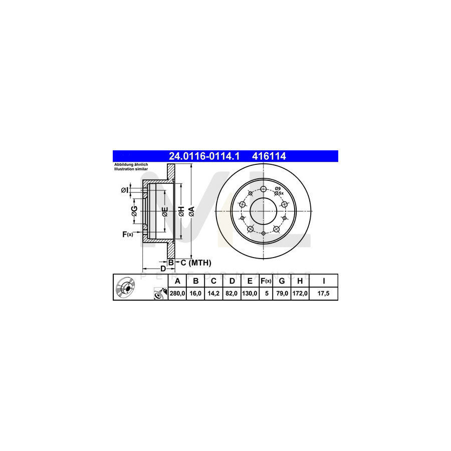 ATE 24.0116-0114.1 Brake Disc Solid, Coated | ML Performance Car Parts