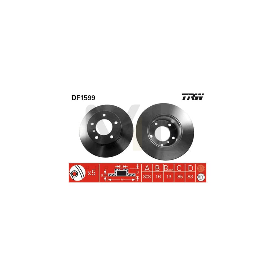 TRW DF1599 Brake Disc Solid, Painted | ML Performance Car Parts