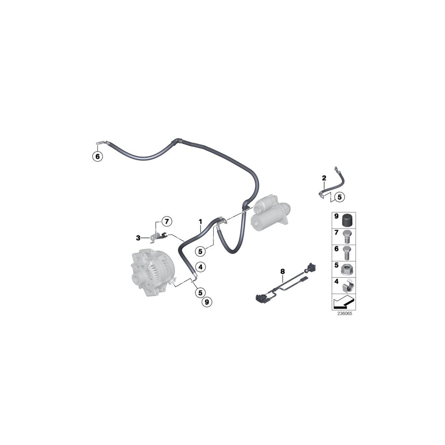 Genuine BMW 12427543297 E60 E61 Cable Alternator-Starter-Base B+ (Inc. 530i, 630i & 528xi) | ML Performance UK Car Parts