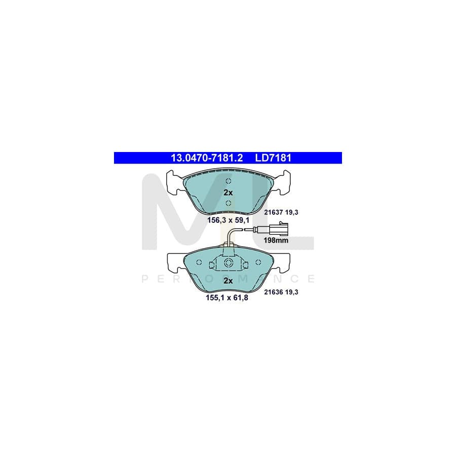 ATE Ceramic 13.0470-7181.2 Brake pad set for ALFA ROMEO GT (937) incl. wear warning contact | ML Performance Car Parts