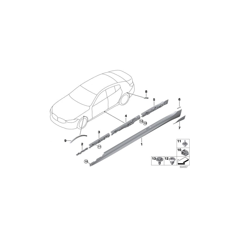 Genuine BMW 51777946678 G16 Sill Trim Panel, Primed Right (Inc. 840i, 840dX & 840iX) | ML Performance UK Car Parts