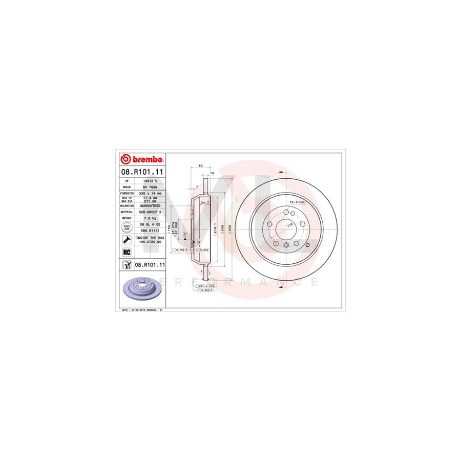 BREMBO COATED DISC LINE 08.R101.11 Brake Disc Solid, Coated, High-carbon, with bolts/screws | ML Performance Car Parts