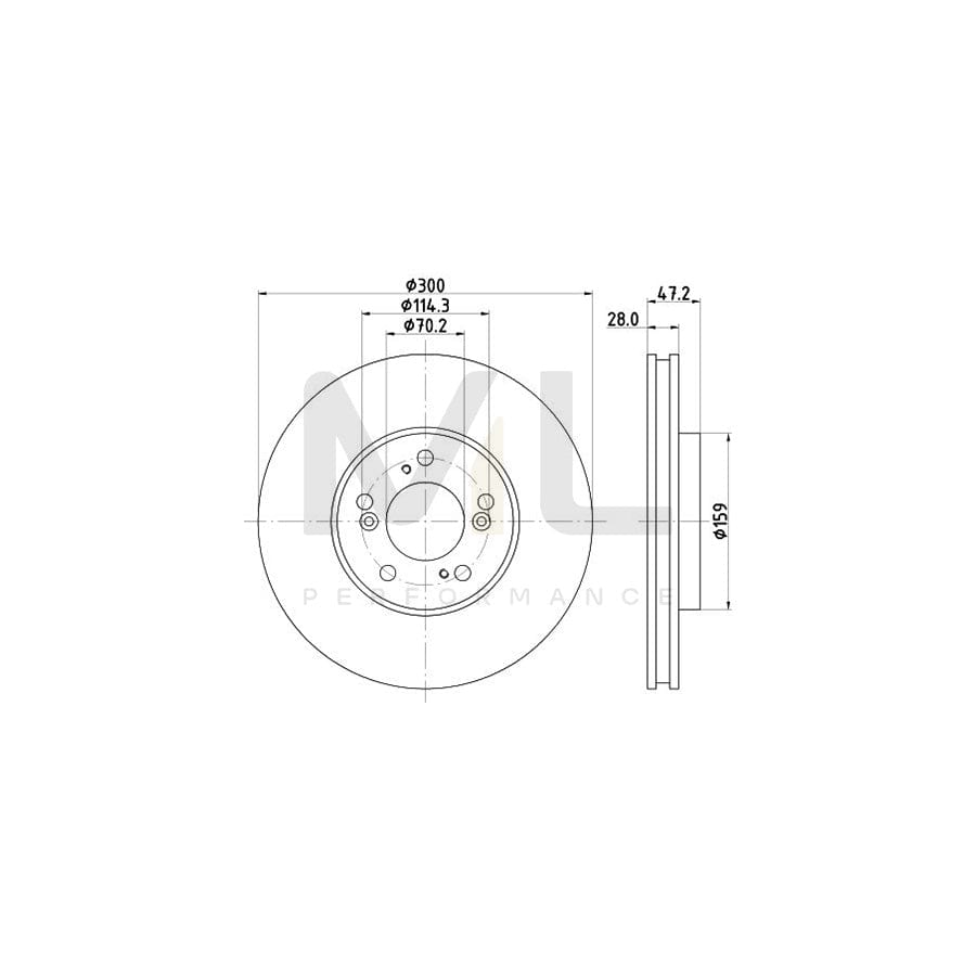 HELLA 8DD 355 108-141 Brake Disc Internally Vented, without wheel hub, without wheel studs | ML Performance Car Parts