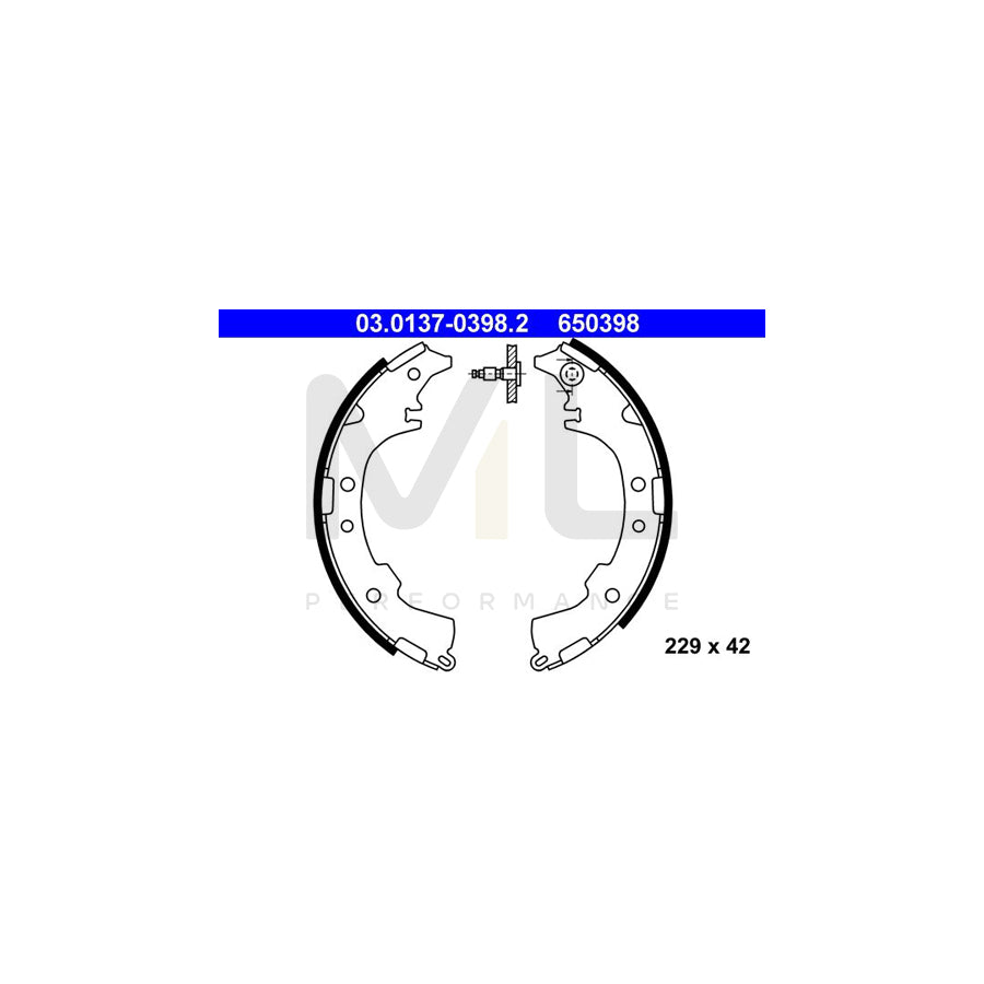 ATE 03.0137-0398.2 Brake Shoe Set with lever | ML Performance Car Parts