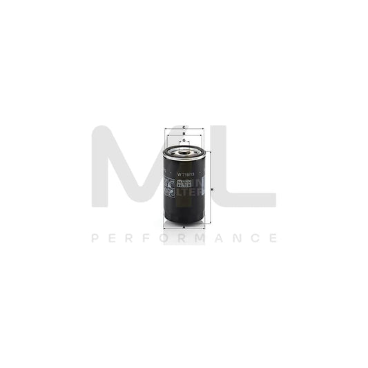 MANN-FILTER W 719/13 (10) Oil Filter Spin-on Filter, with two anti-return valves | ML Performance Car Parts