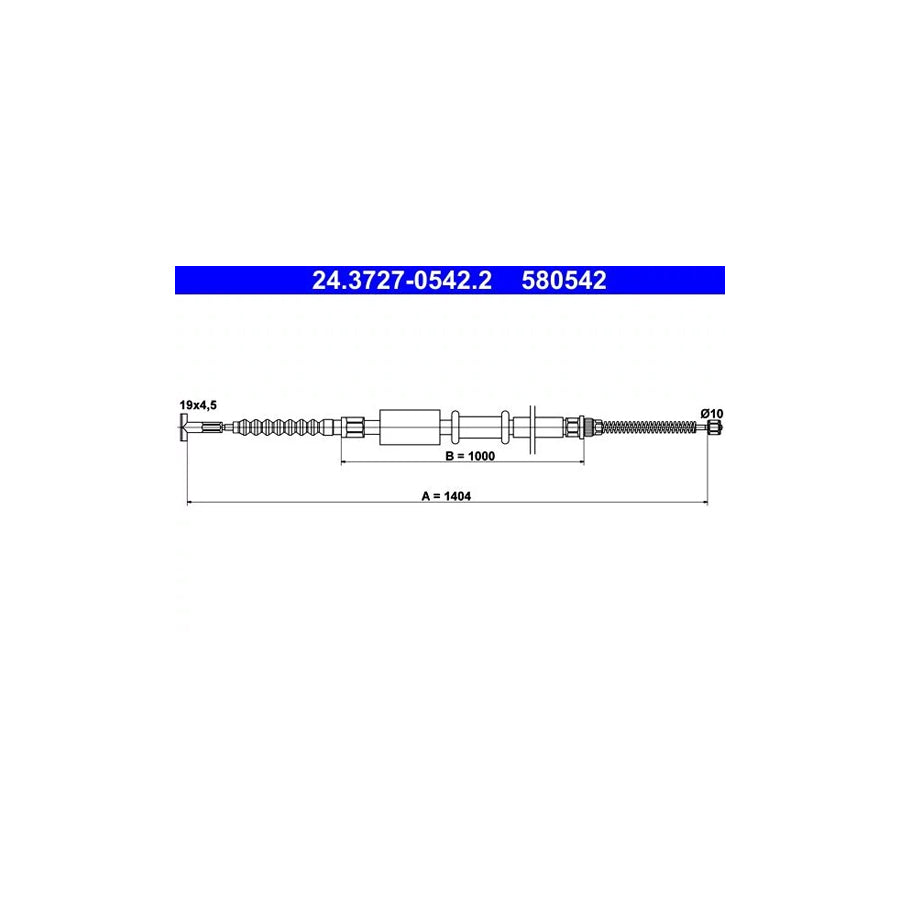 ATE 24.3727-0542.2 Hand Brake Cable For Fiat Marea Weekend (185)