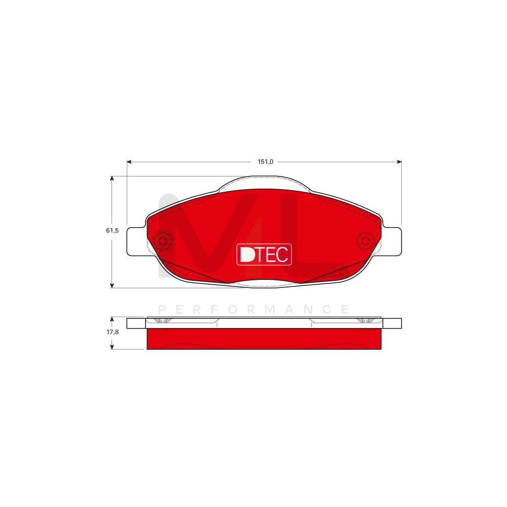 TRW Dtec Cotec Gdb1761Dte Brake Pad Set Not Prepared For Wear Indicator, With Brake Caliper Screws, With Accessories | ML Performance Car Parts