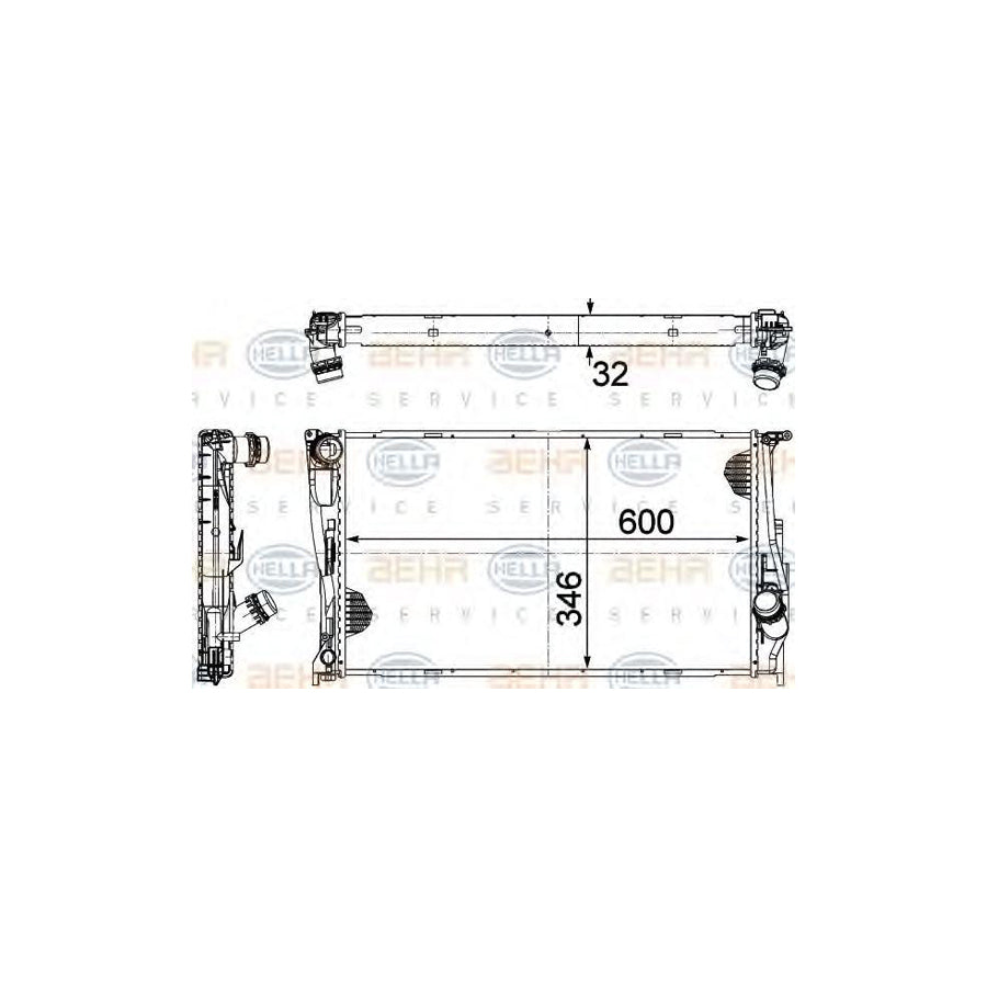 Hella 8MK 376 754-031 Engine Radiator For BMW 3 Series