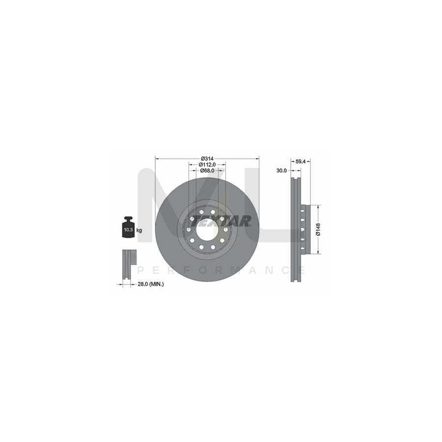 TEXTAR 92073200 Brake Disc Externally Vented, without wheel hub, without wheel studs | ML Performance Car Parts