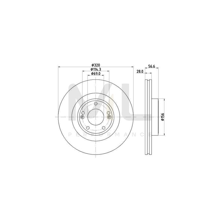 HELLA PRO 8DD 355 122-461 Brake Disc for HYUNDAI GENESIS Internally Vented, Coated, without wheel hub, without wheel studs | ML Performance Car Parts