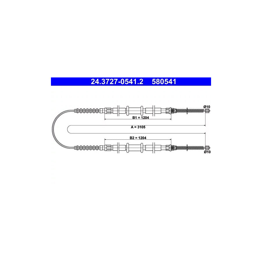 ATE 24.3727-0541.2 Hand Brake Cable For Fiat Fiorino