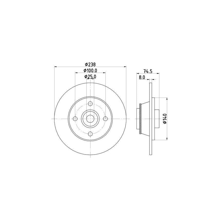 Hella 8DD 355 113-441 Brake Disc For Renault Clio