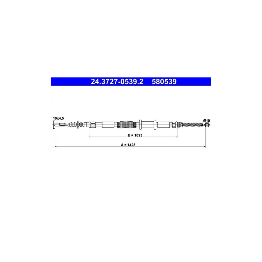 ATE 24.3727-0539.2 Hand Brake Cable