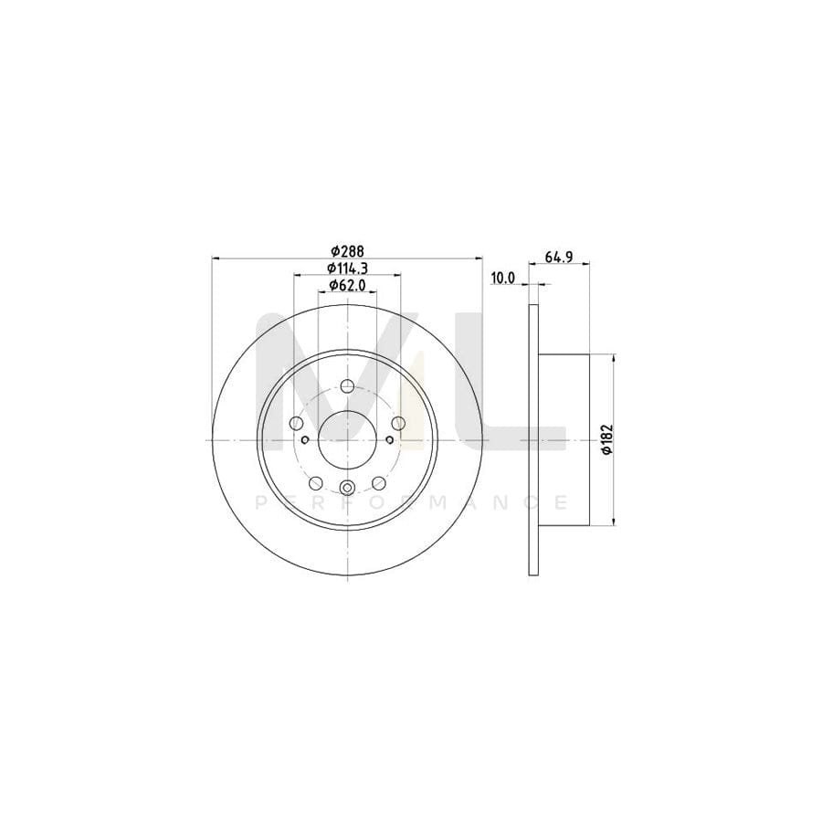 HELLA 8DD 355 109-051 Brake Disc Solid, without wheel hub, without wheel studs | ML Performance Car Parts