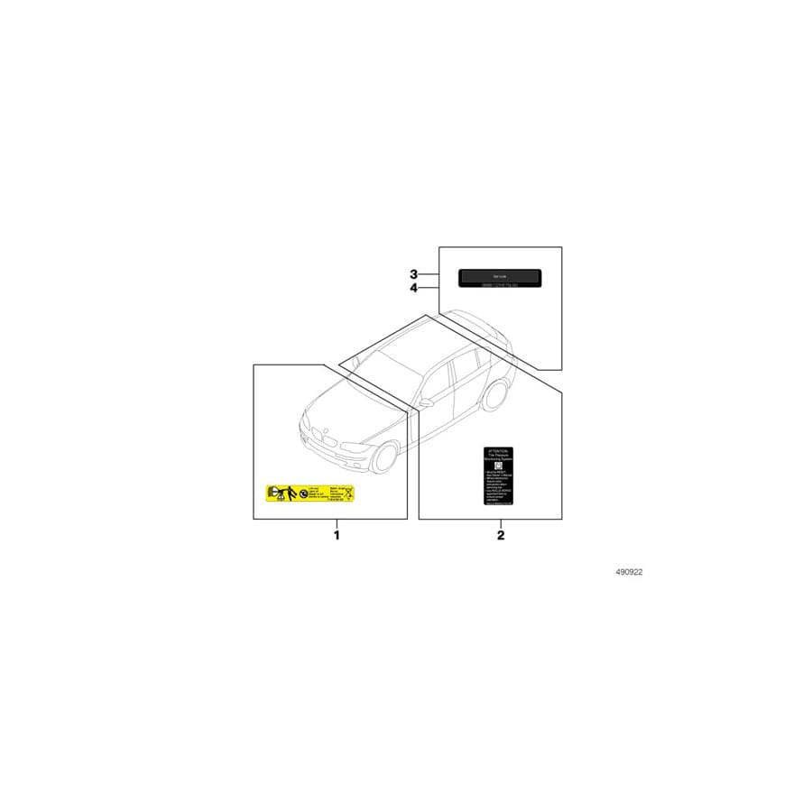 Genuine BMW 71221438498 E83 E53 E86 Label Ices (Inc. X3 3.0i, Z4 M3.2 & X5 4.4i) | ML Performance UK Car Parts