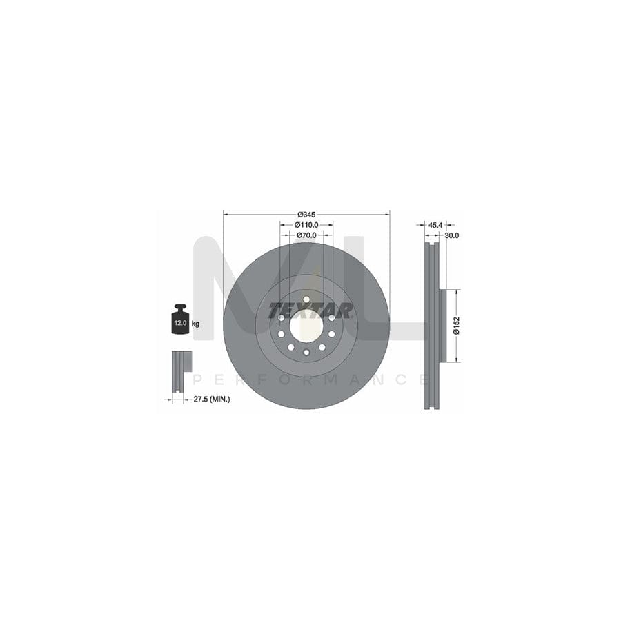 TEXTAR PRO 92242403 Brake Disc Internally Vented, Coated, without wheel hub, without wheel studs | ML Performance Car Parts