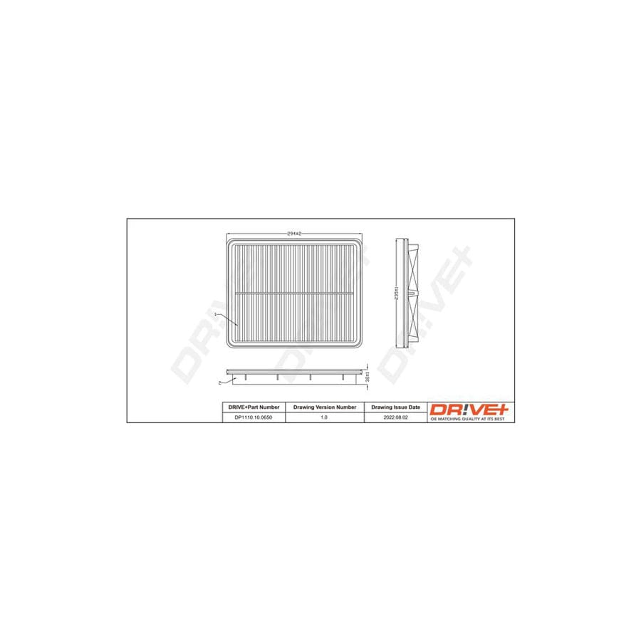 Dr!ve+ DP1110.10.0650 Air Filter for KIA Sorento I (JC) | ML Performance UK Car Parts