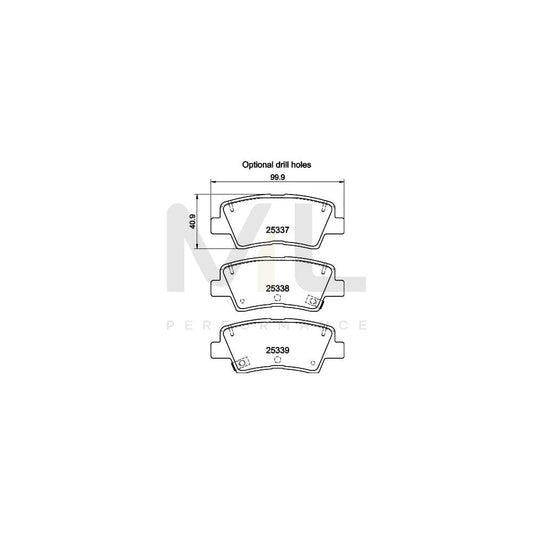 Hella 8DB 355 019-981 Brake Pad Set With Acoustic Wear Warning, With Accessories | ML Performance Car Parts