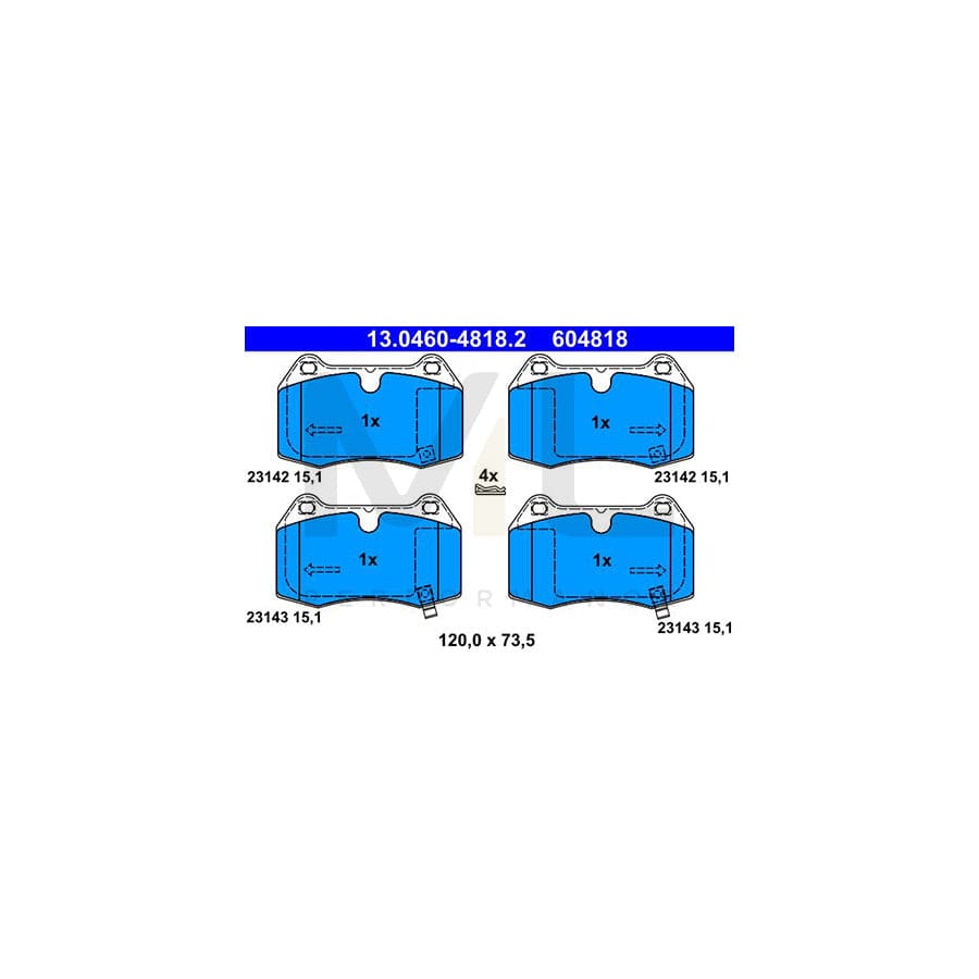 ATE 13.0460-4818.2 Brake pad set for NISSAN 350 Z with acoustic wear warning, with accessories | ML Performance Car Parts