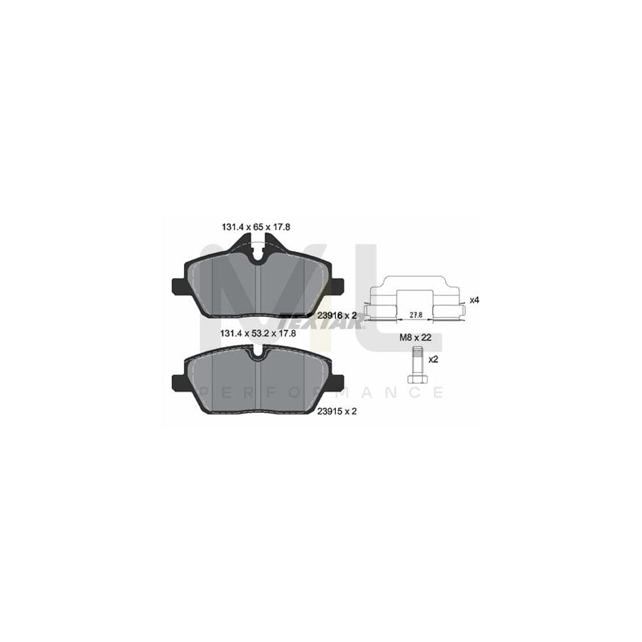 TEXTAR 2391601 Brake pad set prepared for wear indicator, with brake caliper screws, with accessories | ML Performance Car Parts