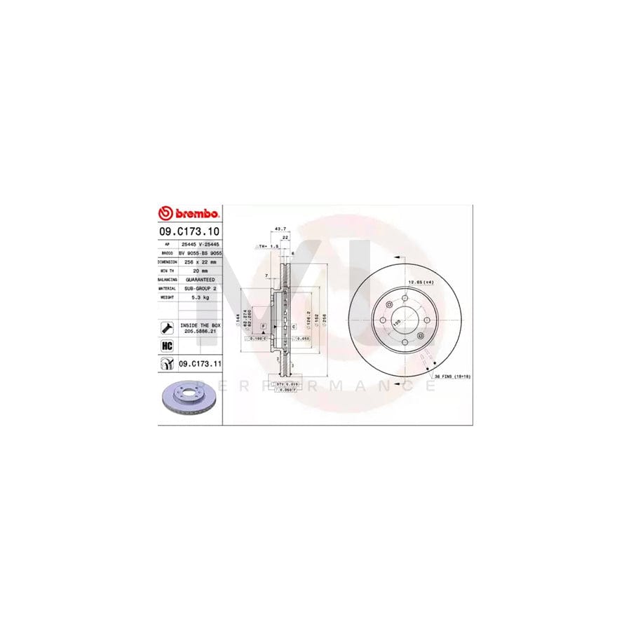 BREMBO COATED DISC LINE 09.C173.11 Brake Disc for KIA RIO Internally Vented, Coated, High-carbon, with bolts/screws | ML Performance Car Parts