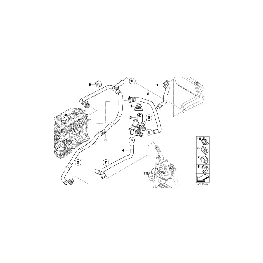 Genuine BMW 64126961603 E90 E93 Hose F Independ.Heater And Engine Return (Inc. 325d, 335d & 330d) | ML Performance UK Car Parts