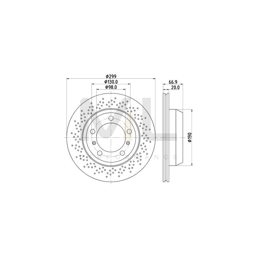 HELLA PRO 8DD 355 120-221 Brake Disc Internally Vented, Perforated, Coated, without wheel hub, without wheel studs | ML Performance Car Parts