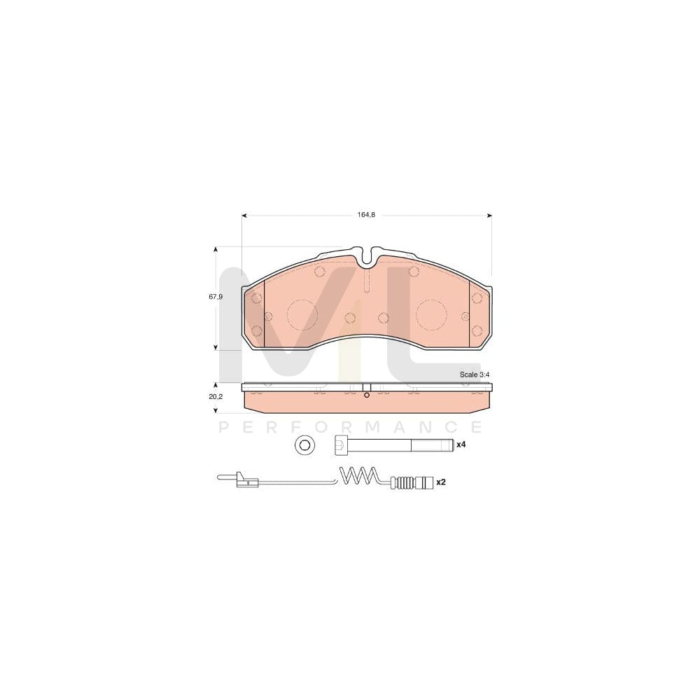 TRW Gdb1694 Brake Pad Set Incl. Wear Warning Contact, With Brake Caliper Screws, With Accessories | ML Performance Car Parts