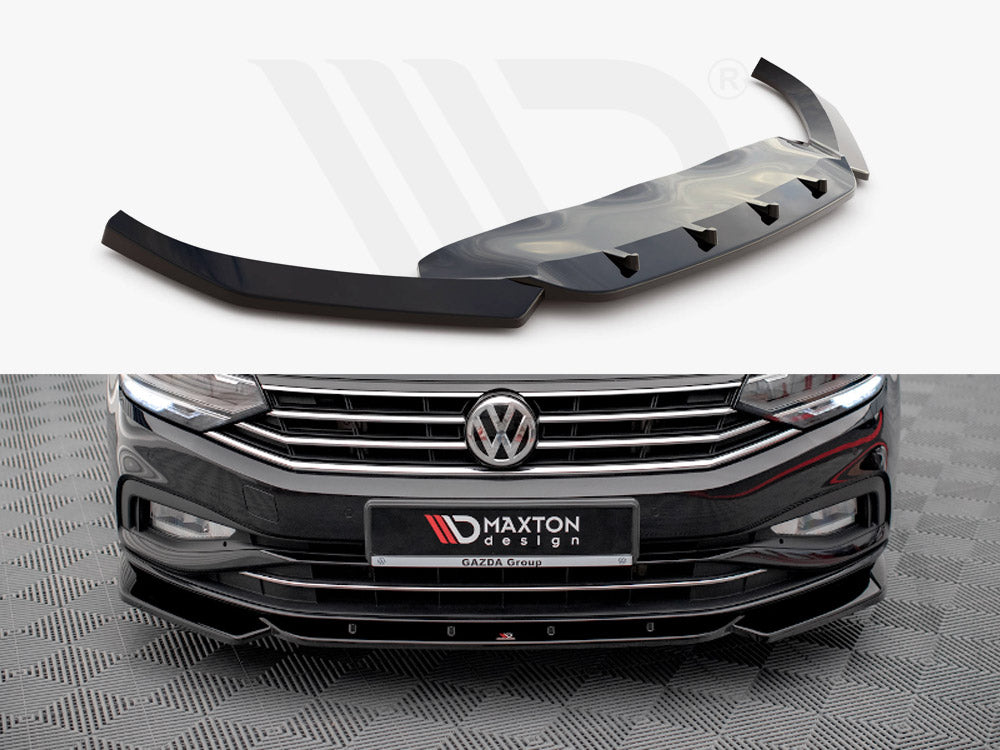 Maxton Design VW-PA-B8F-FD1T Front Splitter V.1 VW Passat B8 Facelift (2019-) | ML Performance UK Car Parts