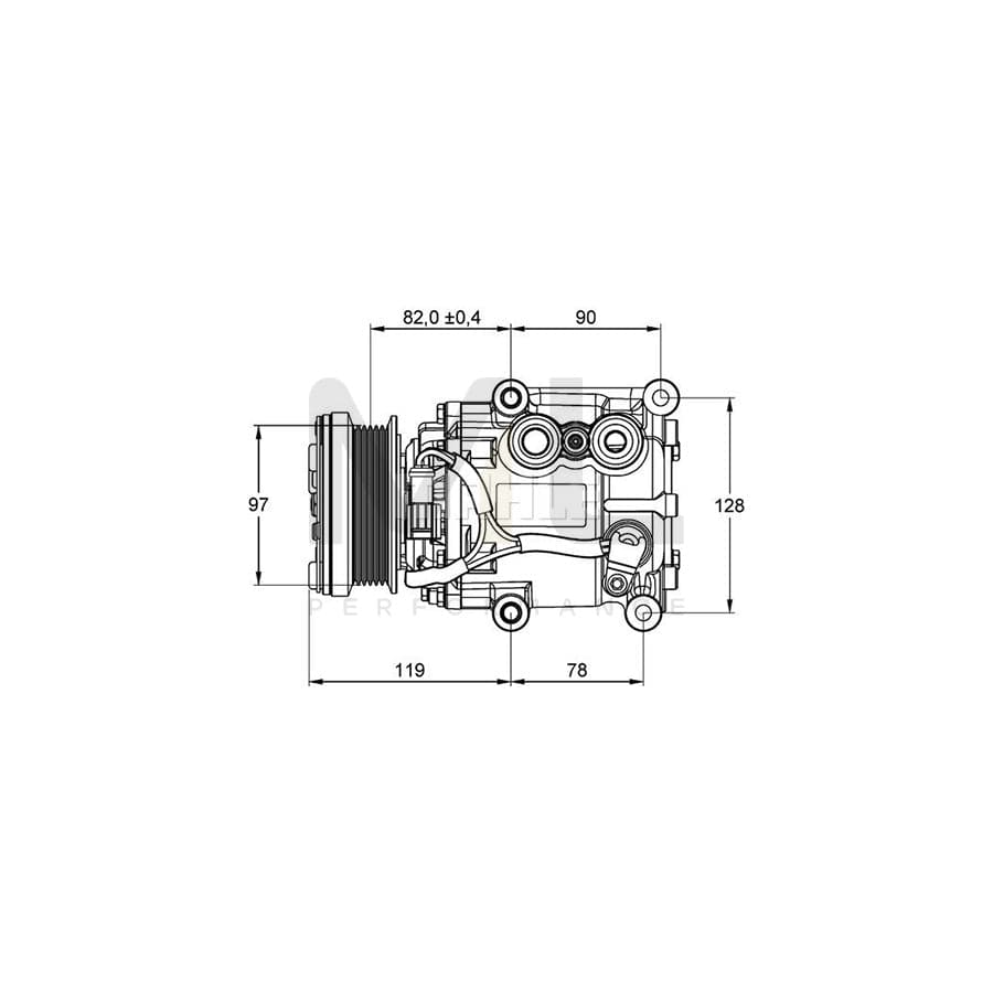 MAHLE ORIGINAL ACP 22 000P Compressor, air conditioning PAG 46, Refrigerant: R 134a, with seal ring | ML Performance Car Parts