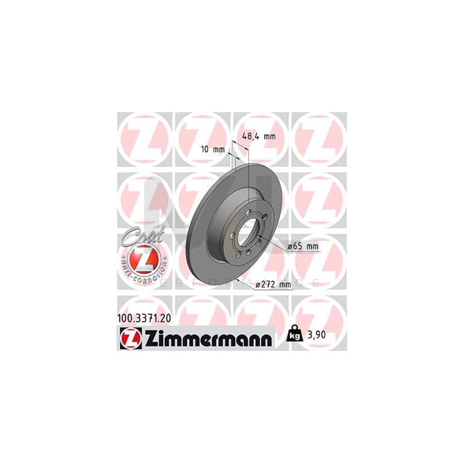 ZIMMERMANN COAT Z 100.3371.20 Brake Disc for AUDI A1 Solid, Coated | ML Performance Car Parts