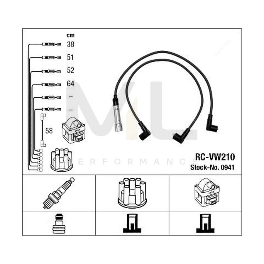 NGK Ignition Cable Kit RC-VW210 (NGK0941) | ML Car Parts UK | ML Performance