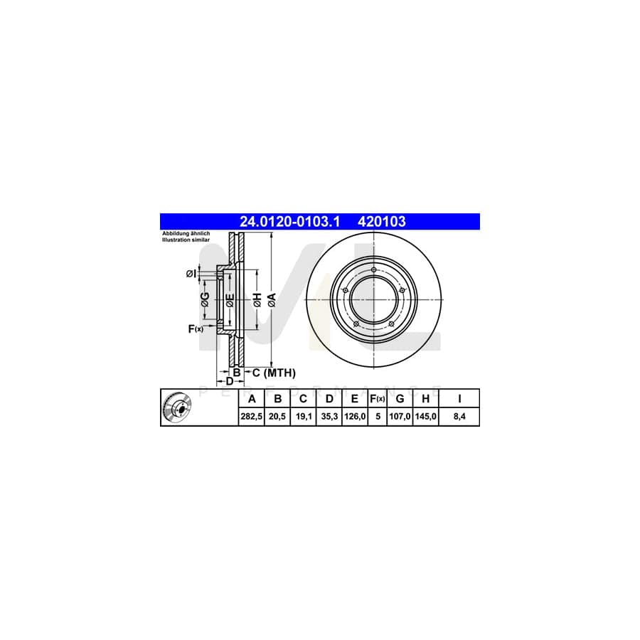 ATE 24.0120-0103.1 Brake Disc Vented, Coated, Alloyed / High-carbon | ML Performance Car Parts