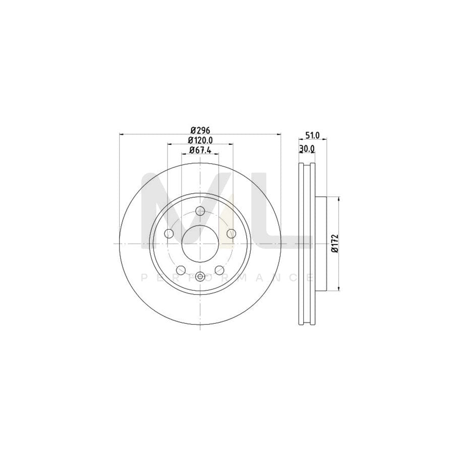 HELLA PRO High Carbon 8DD 355 129-081 Brake Disc Internally Vented, Coated, High-carbon, without wheel hub, without wheel studs | ML Performance Car Parts