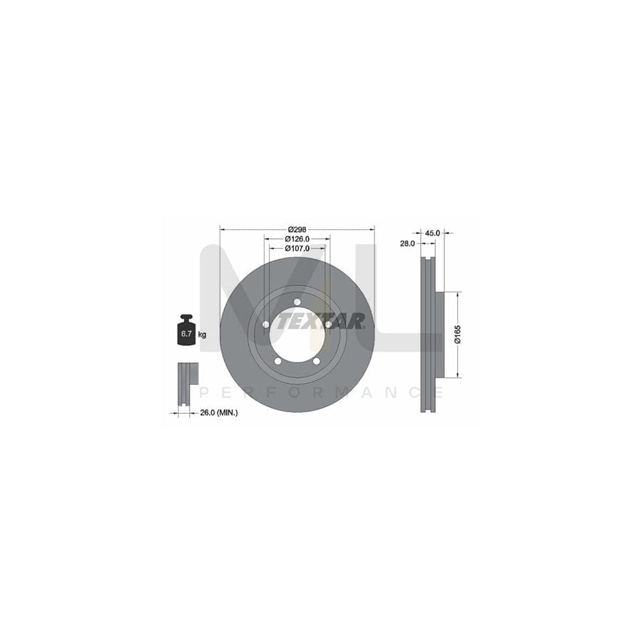 TEXTAR 92040200 Brake Disc for PORSCHE 944 Coupe Internally Vented, without wheel hub, without wheel studs | ML Performance Car Parts