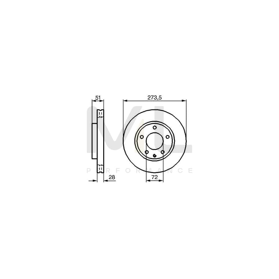 BOSCH 0 986 479 016 Brake Disc Internally Vented, Vented, Oiled | ML Performance Car Parts