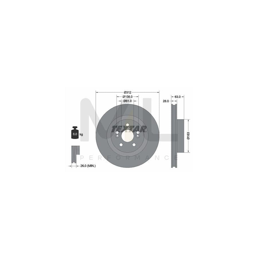 TEXTAR 92167700 Brake Disc Internally Vented, without wheel hub, without wheel studs | ML Performance Car Parts