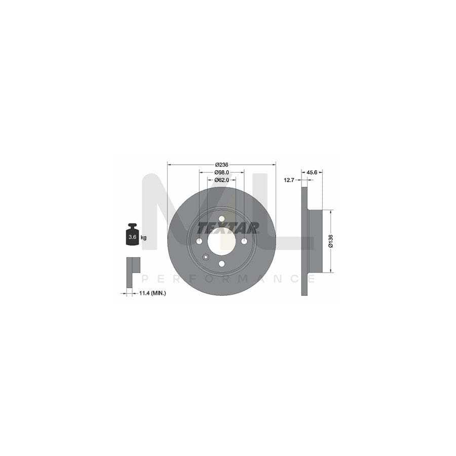 TEXTAR 92065700 Brake Disc for SKODA FAVORIT Solid, without wheel hub, without wheel studs | ML Performance Car Parts