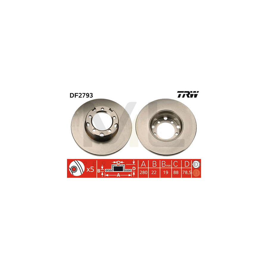 TRW DF2793 Brake Disc Solid, High-carbon | ML Performance Car Parts