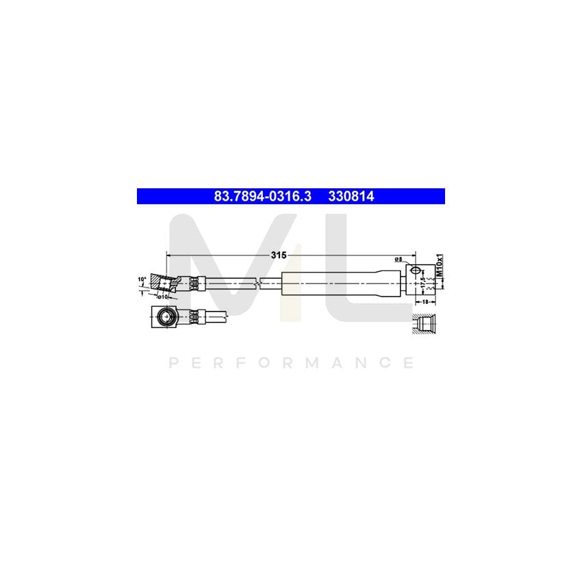 ATE 83.7894-0316.3 Brake Hose 315mm, M10x1 | ML Performance Car Parts