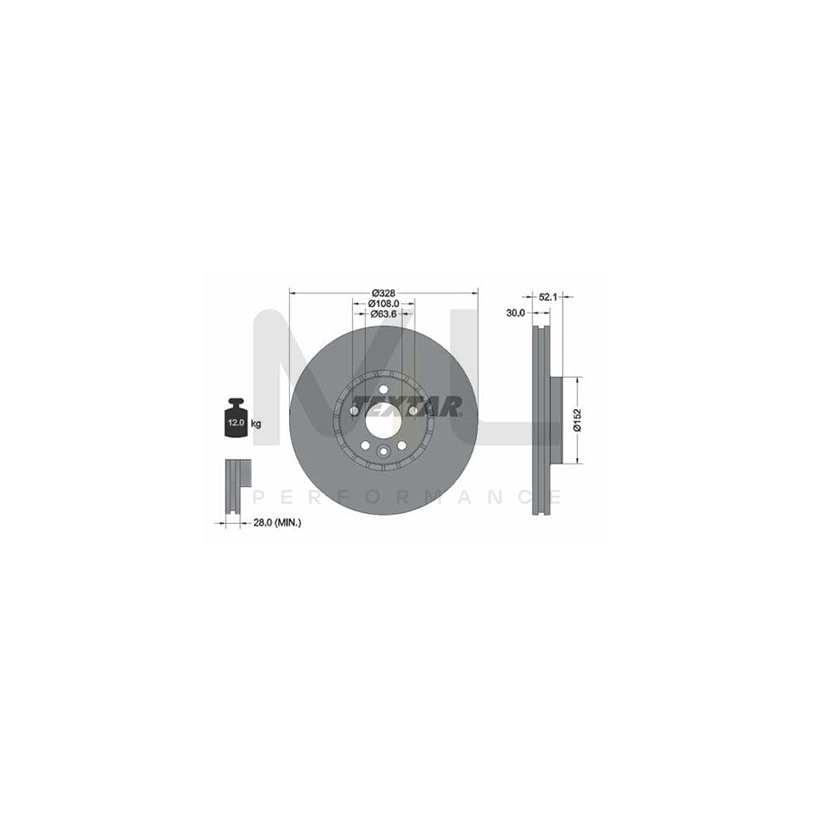 TEXTAR PRO 92196303 Brake Disc for VOLVO XC60 I (156) Externally Vented, Coated, without wheel hub, without wheel studs | ML Performance Car Parts