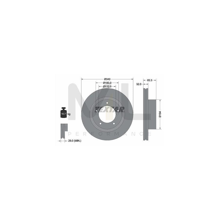 TEXTAR 92204600 Brake Disc Internally Vented, without wheel hub, without wheel studs | ML Performance Car Parts